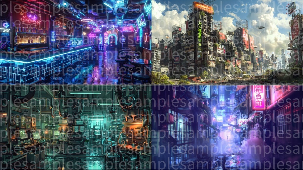 近未来都市・サイバーパンク Ver.R(背景画像100枚)