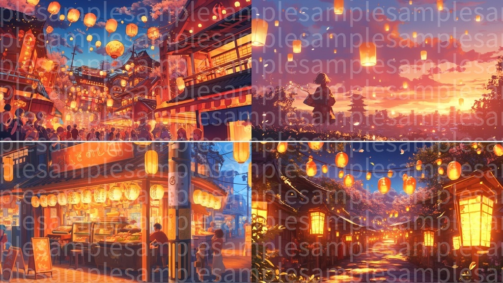 夏祭り(背景画像100枚) アニメ風