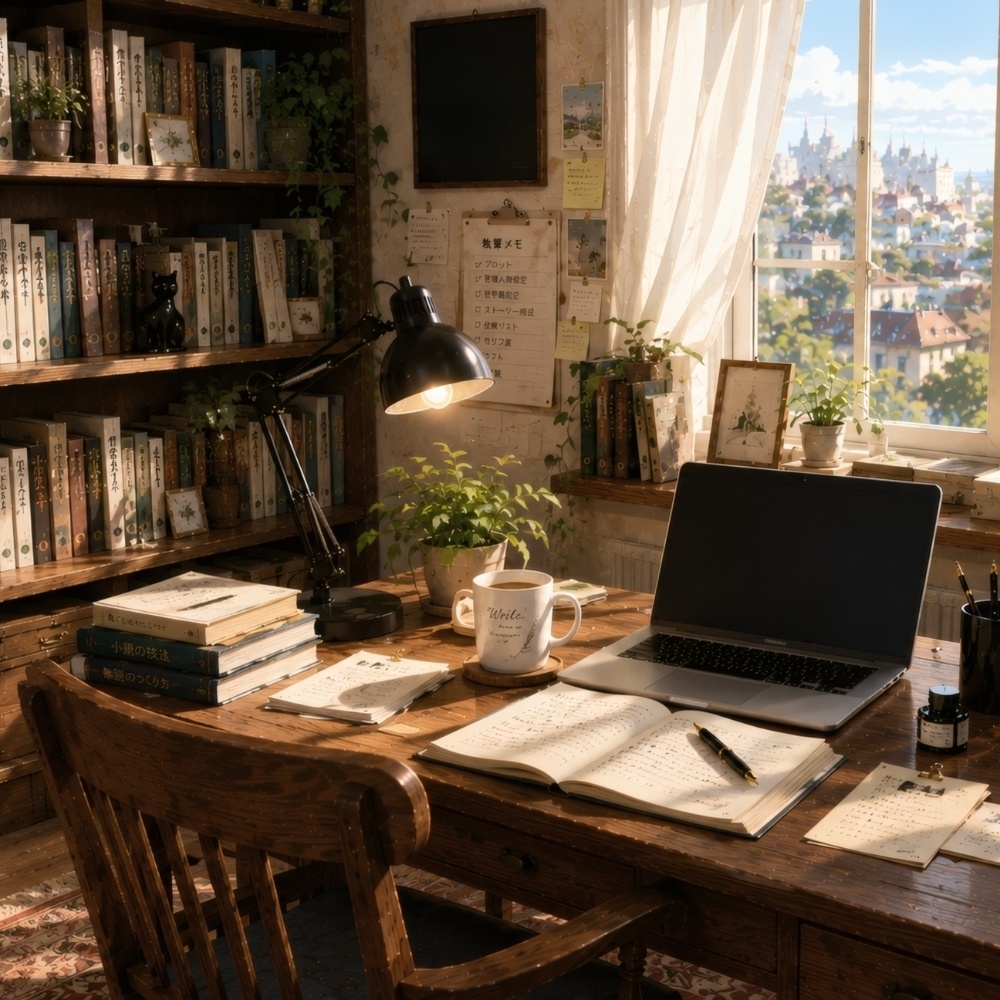 小説執筆部屋背景素材パック