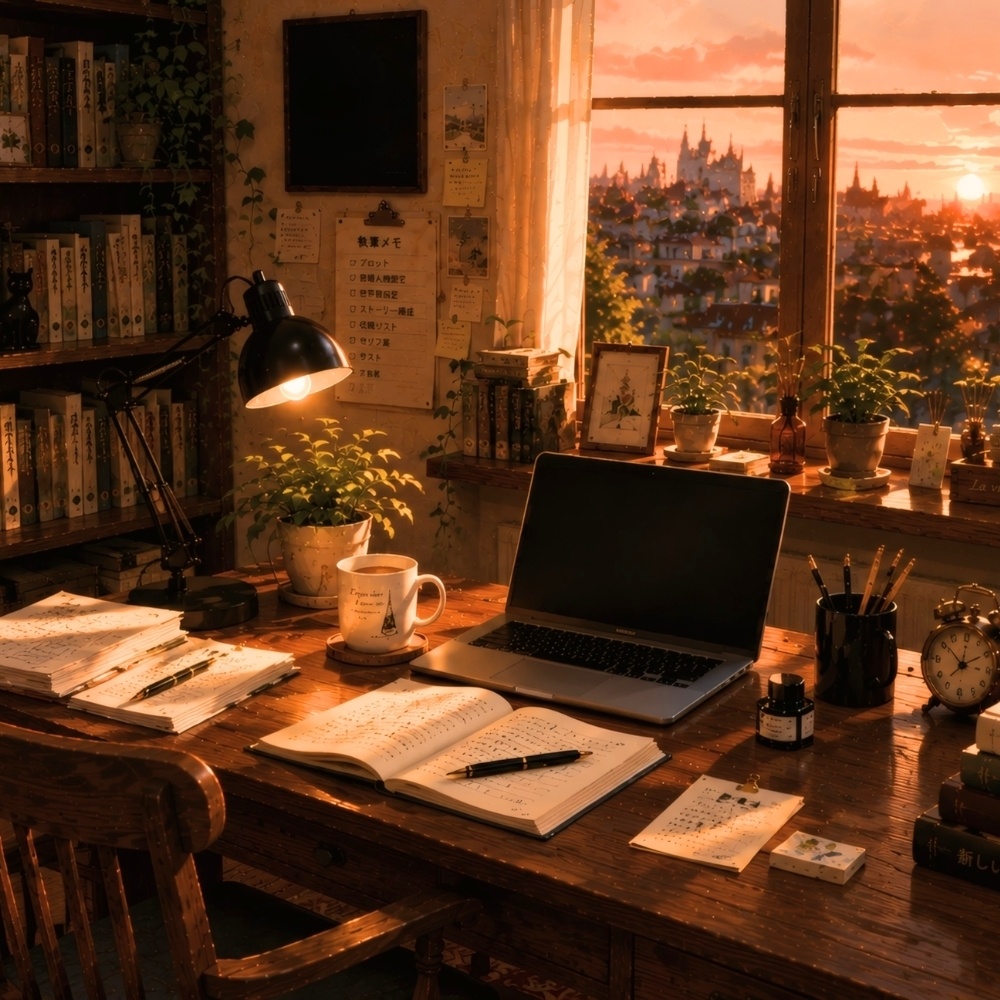 小説執筆部屋背景素材パック