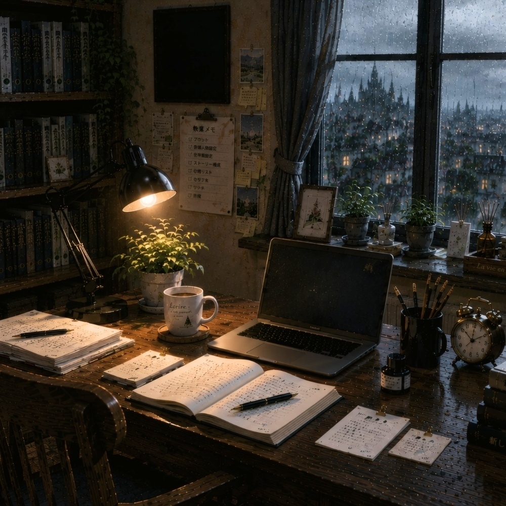 小説執筆部屋背景素材パック