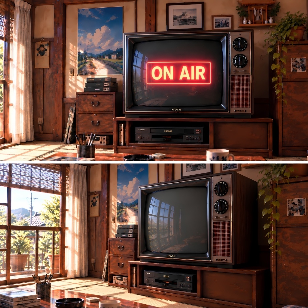 ブラウン管テレビ部屋背景セット