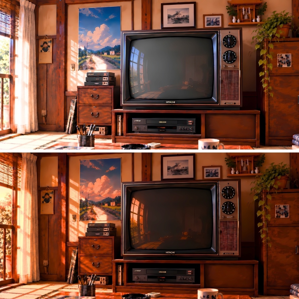ブラウン管テレビ部屋背景セット