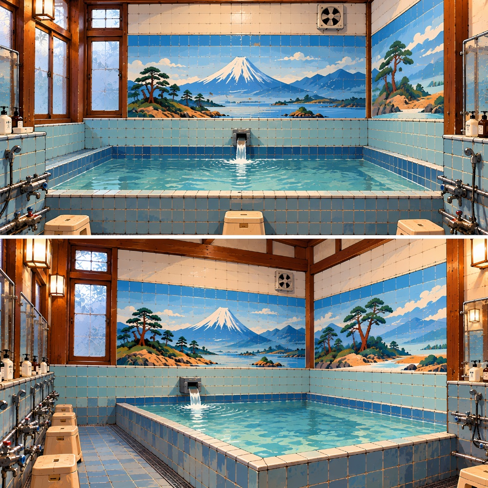 昔ながらの昭和銭湯背景セット