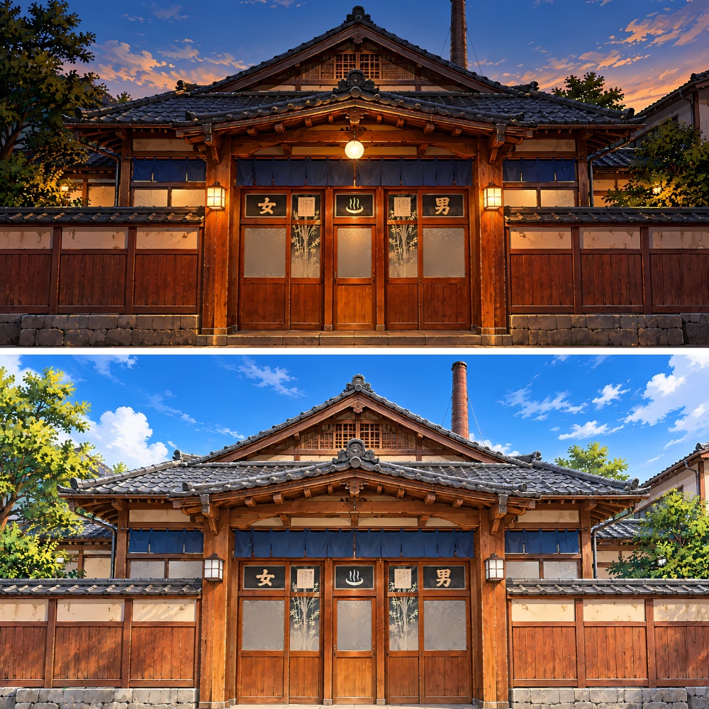 昔ながらの昭和銭湯背景セット