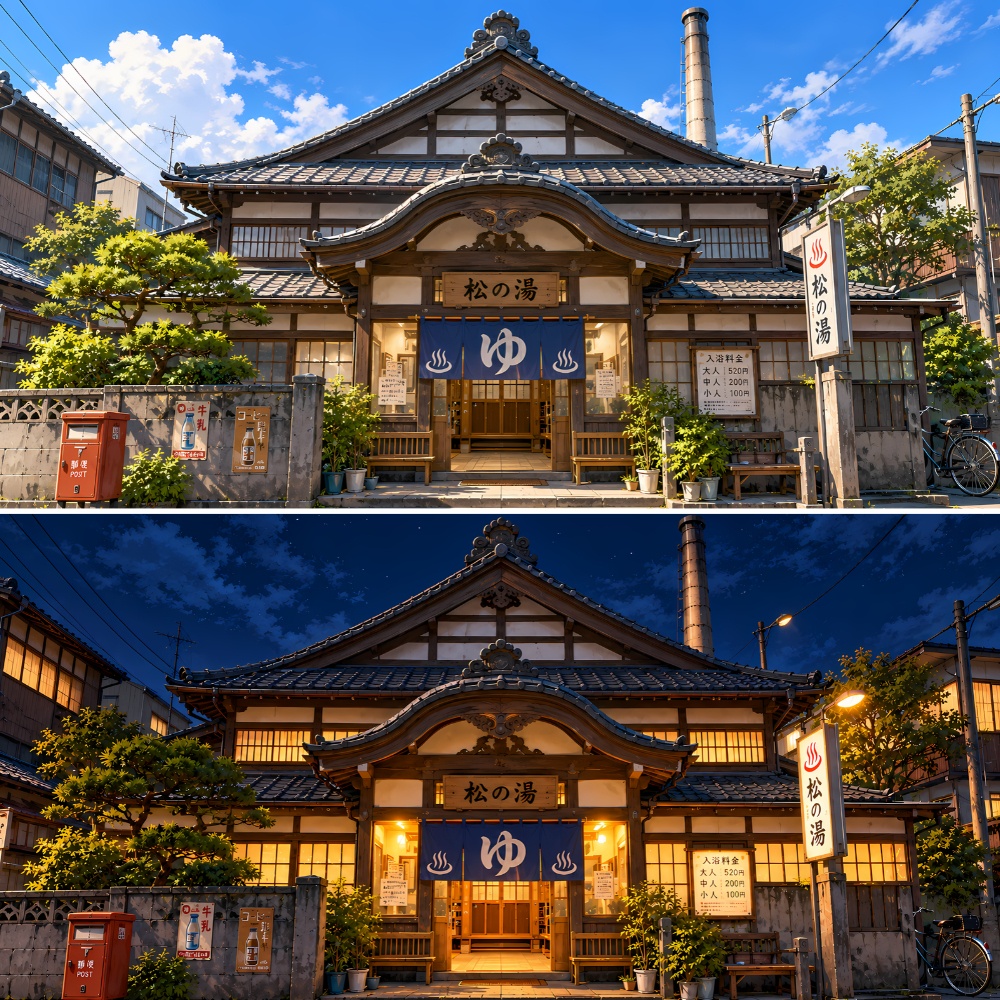昔ながらの昭和銭湯背景セット