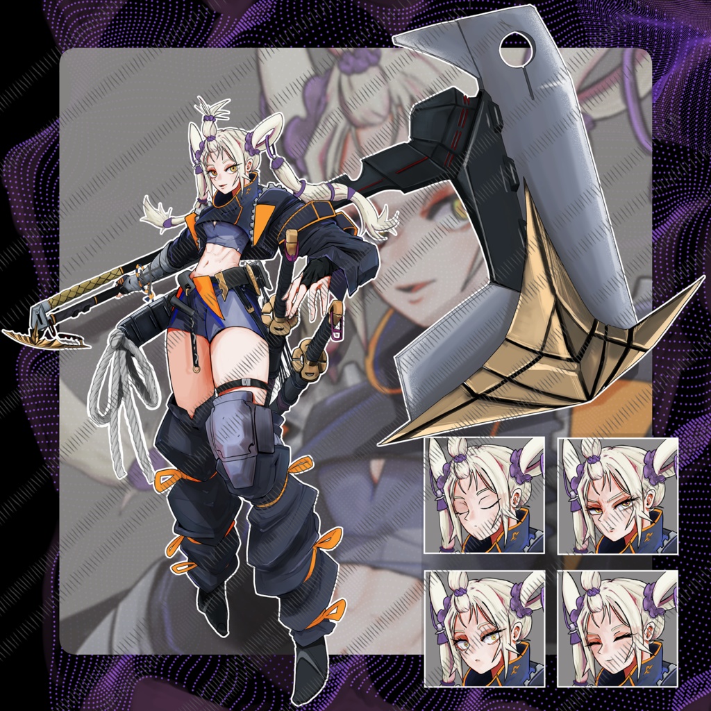 立ち絵素材　斧を持った戦闘員　女性