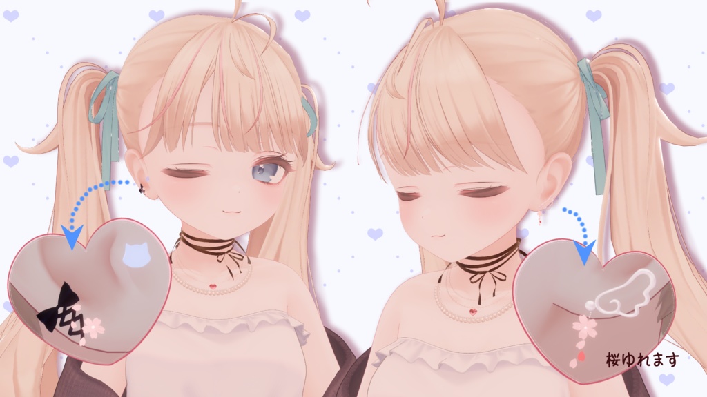 【 全アバター対応 】桜ゆれるピアス2種🌸