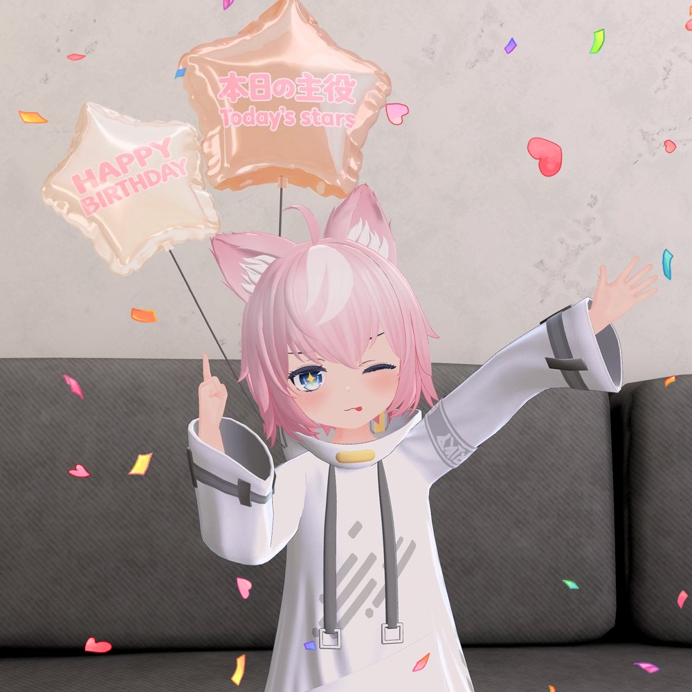 【100円感謝価格🎈】にくきゅう・ハート・星ふわふわ風船「Happy Float」【VRChat向け】