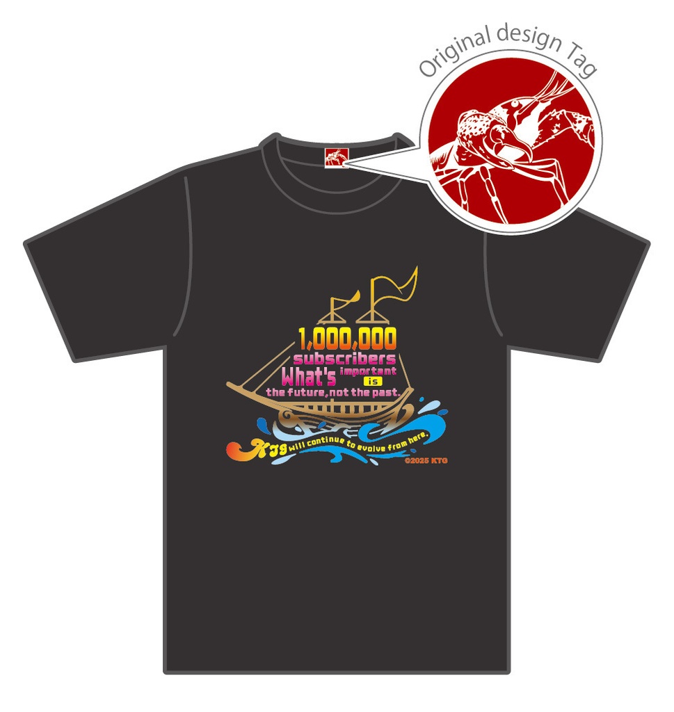 2025 100万人記念KTGTシャツ　ブラック×カラー