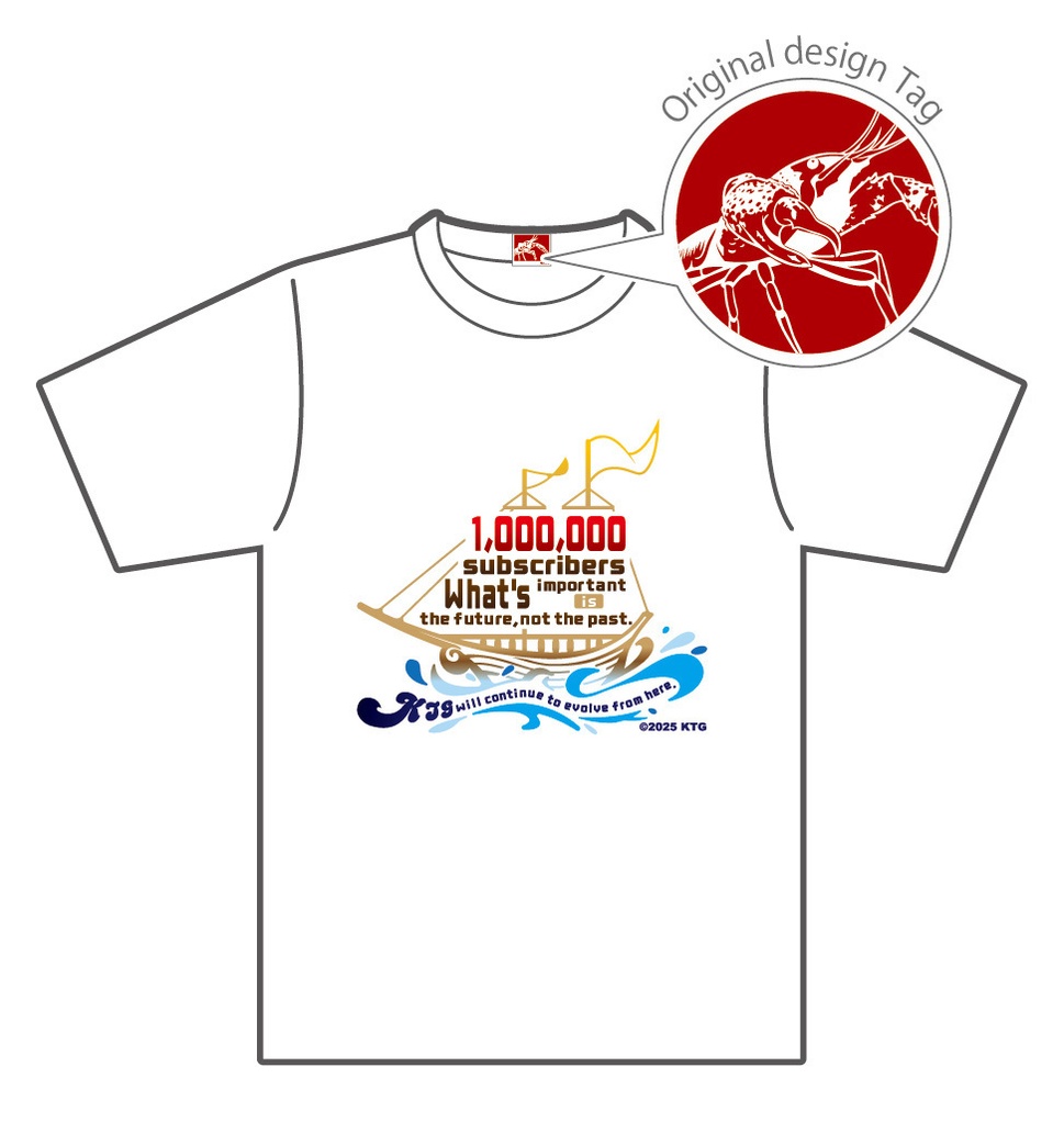 2025 100万人記念KTGTシャツ　ホワイト×カラー