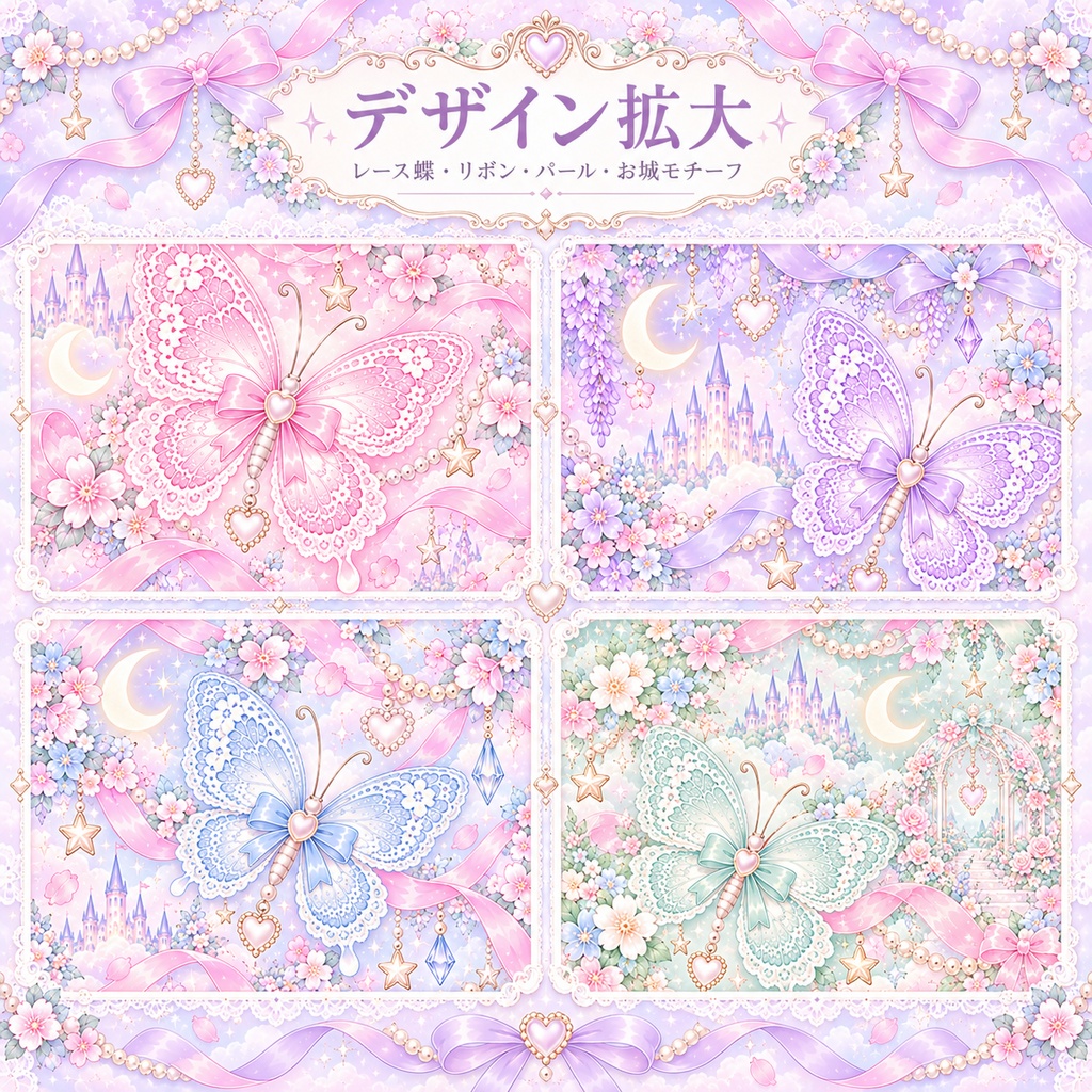 ゆめかわ蝶の世界 デジタルペーパー 12枚セット