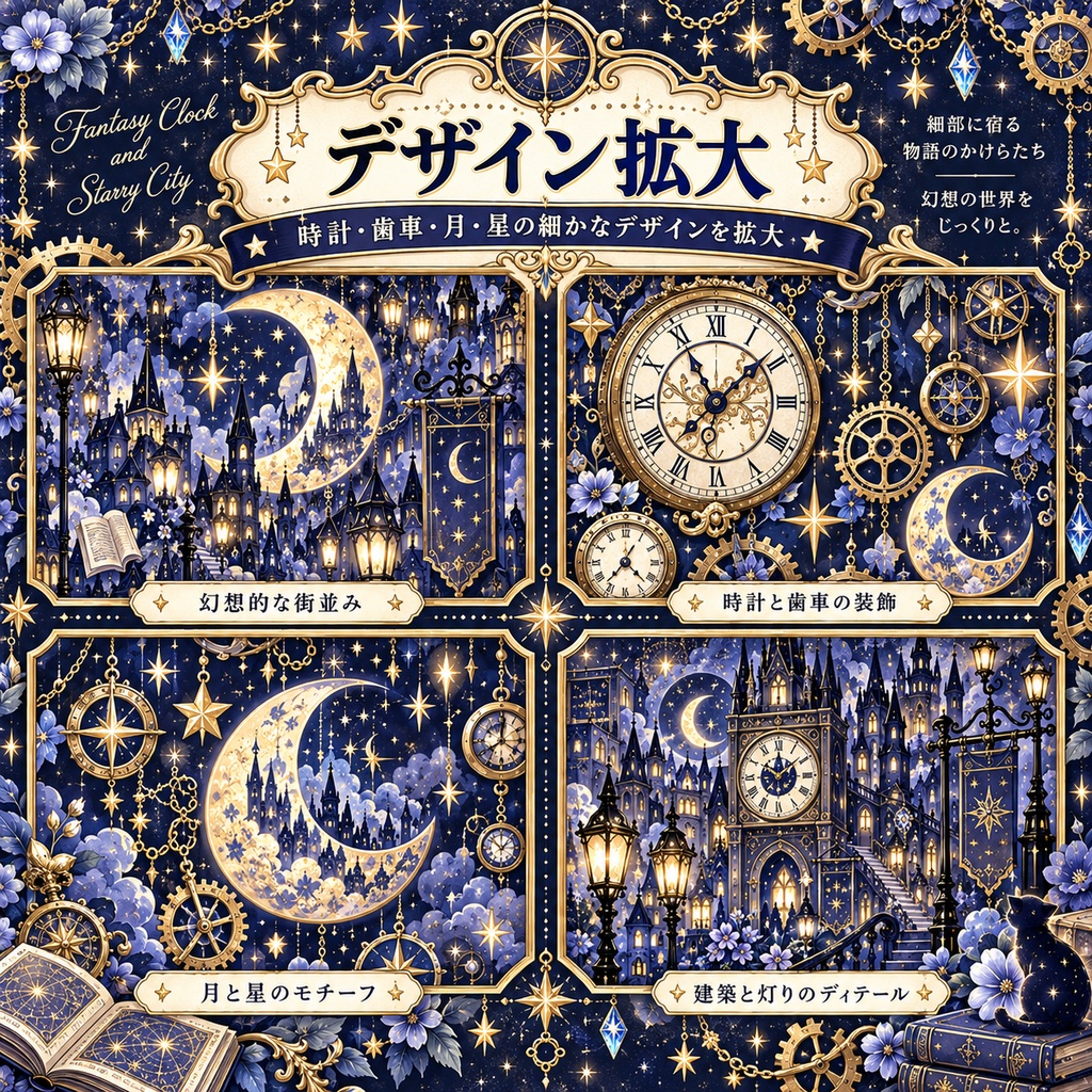 幻想時計と星の街 デジタルペーパー 12枚セット