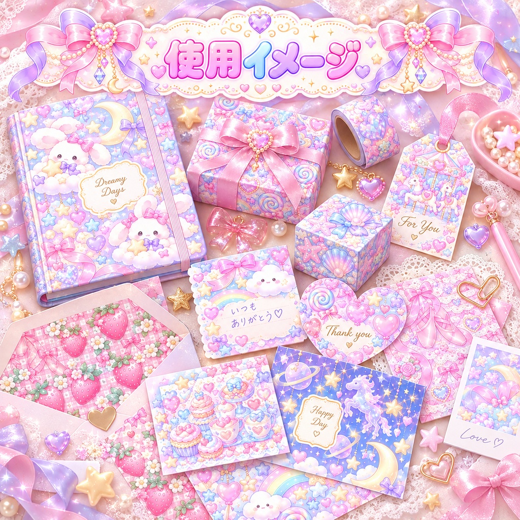 ゆめかわポップ|ぷっくりパステルのデジタルペーパー12枚セット
