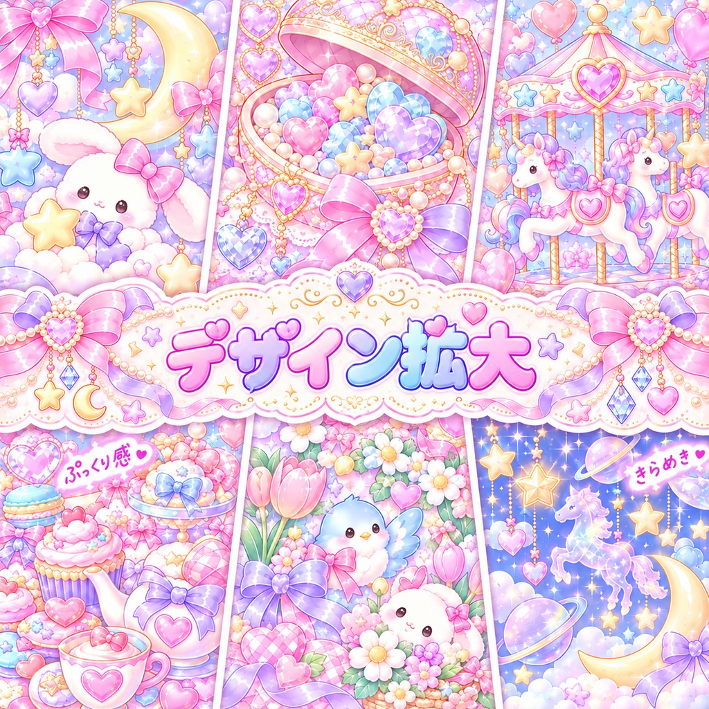 ゆめかわポップ|ぷっくりパステルのデジタルペーパー12枚セット