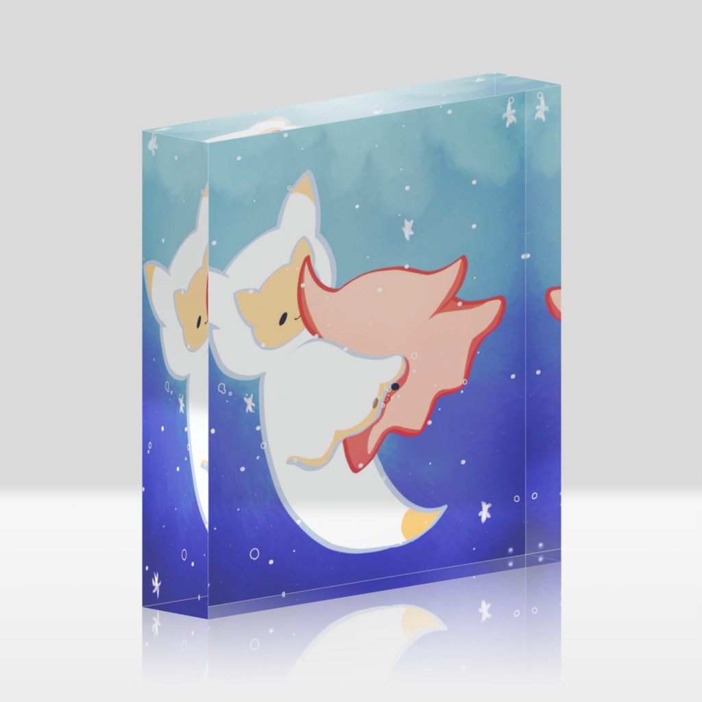 深海天使ちゃんと面倒ダコのアクリルブロック