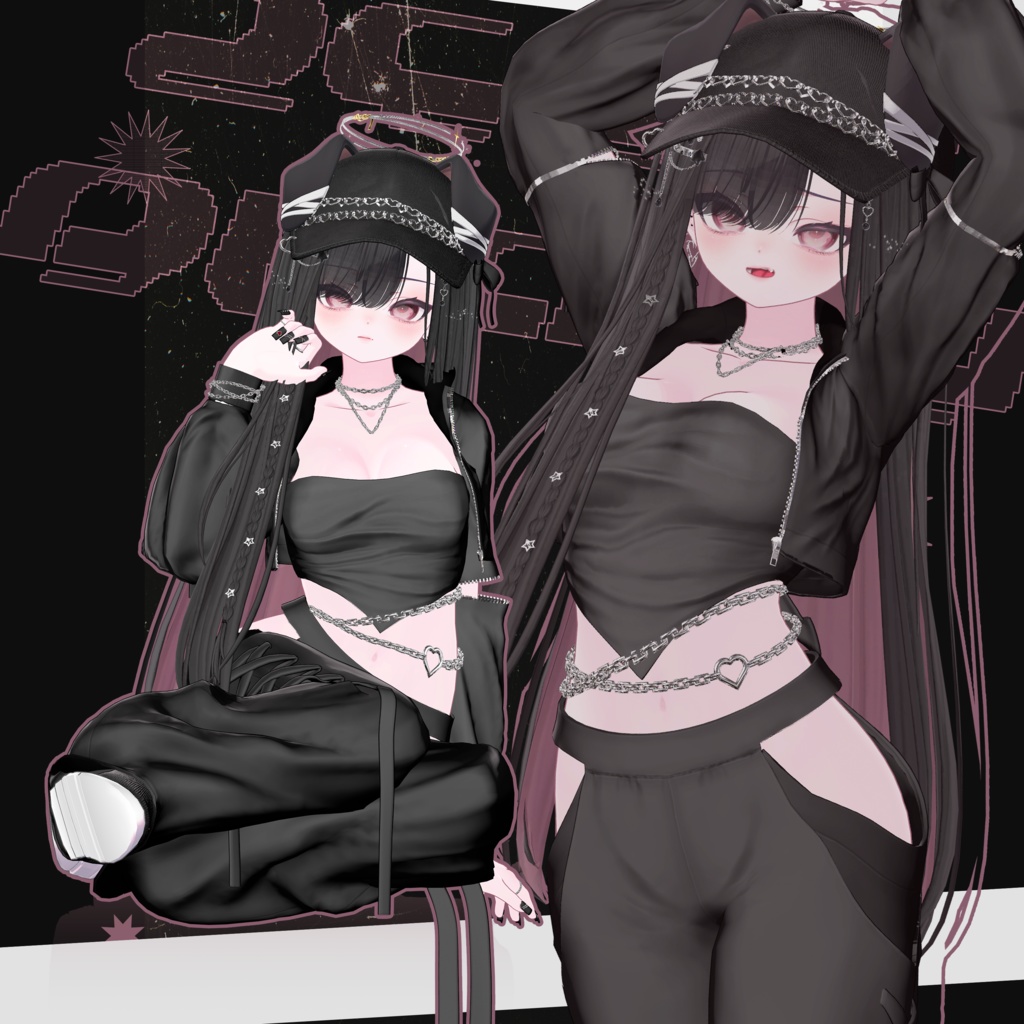 10 アバター対応 💎『Zero Black Fit Training』💎+ Hair