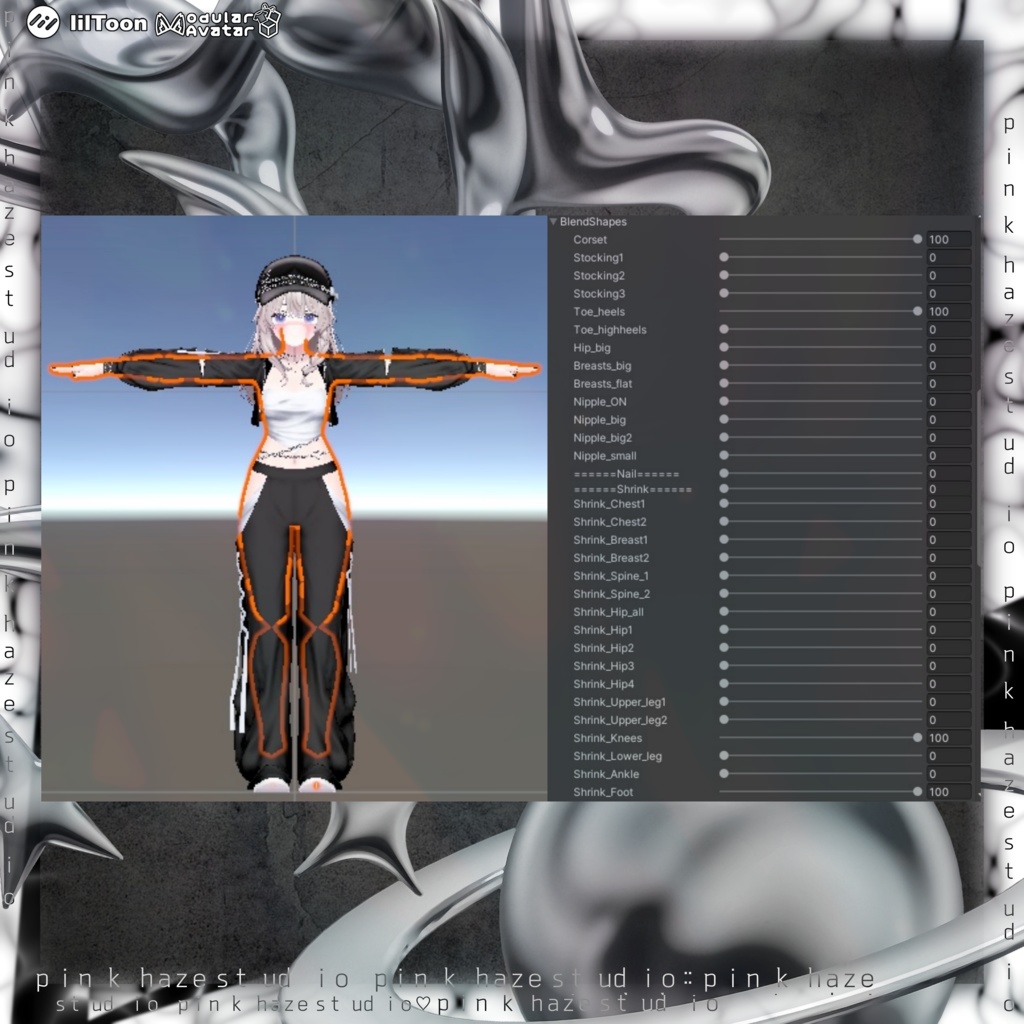 10 アバター対応 💎『Zero Black Fit Training』💎+ Hair