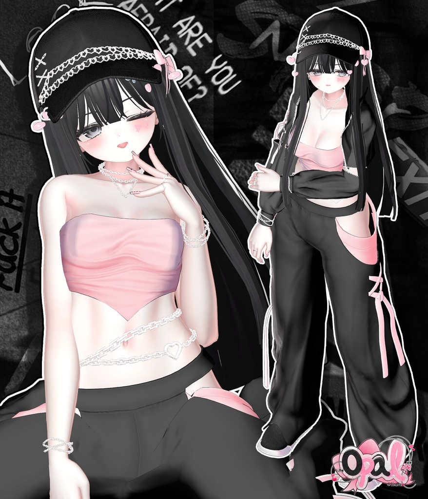 10 アバター対応 💎『Zero Black Fit Training』💎+ Hair