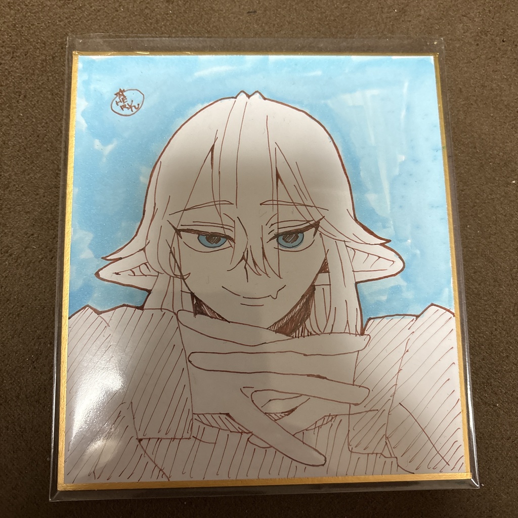 オリジナル イラスト オリキャラ エルフ 色紙 線画