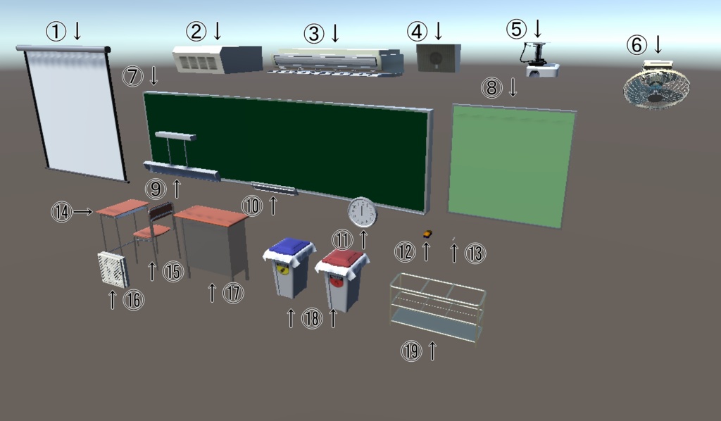 【販売World】学校の教室【ギミック付き!URP対応!】