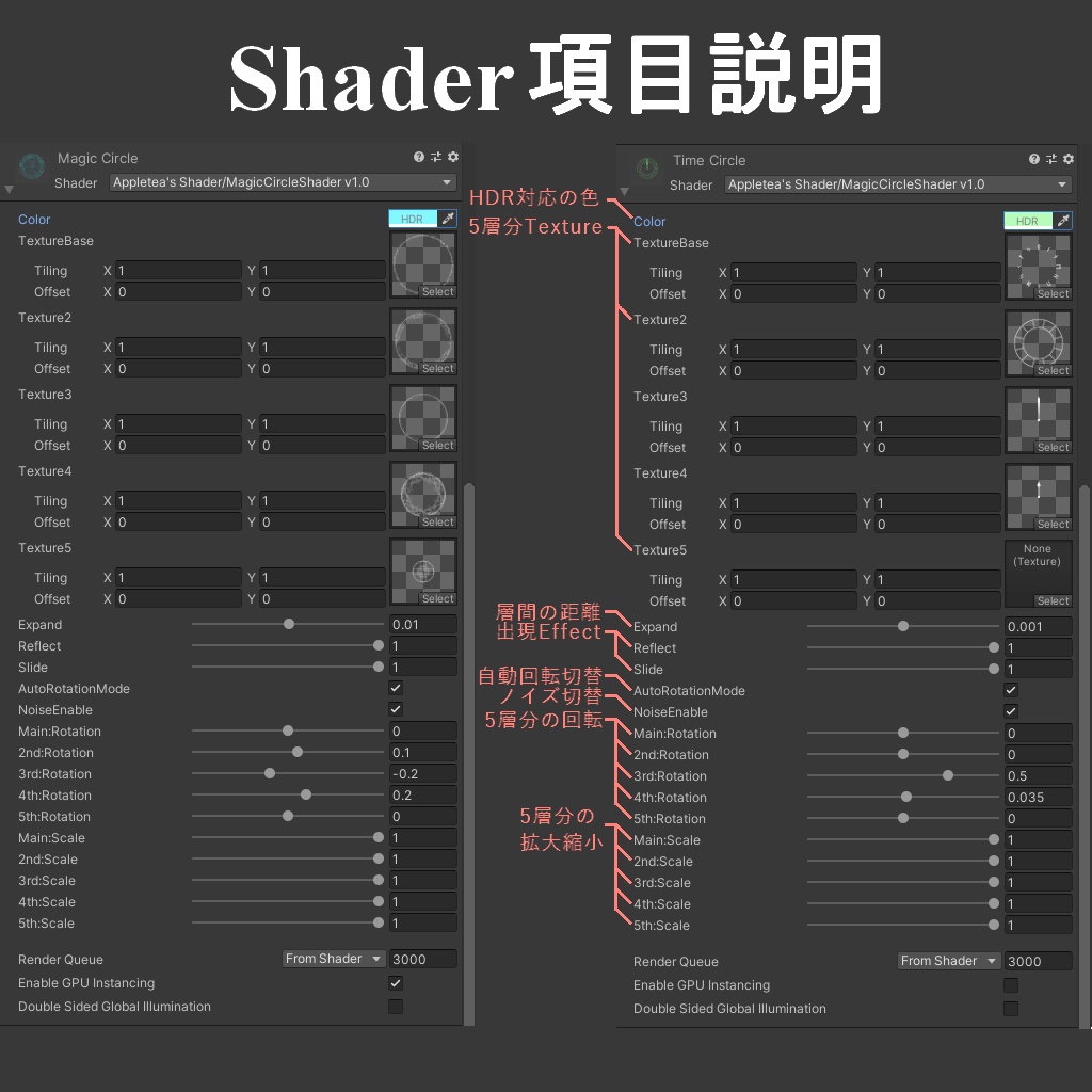 【Shader】魔法陣Shader【ギミック付き!】