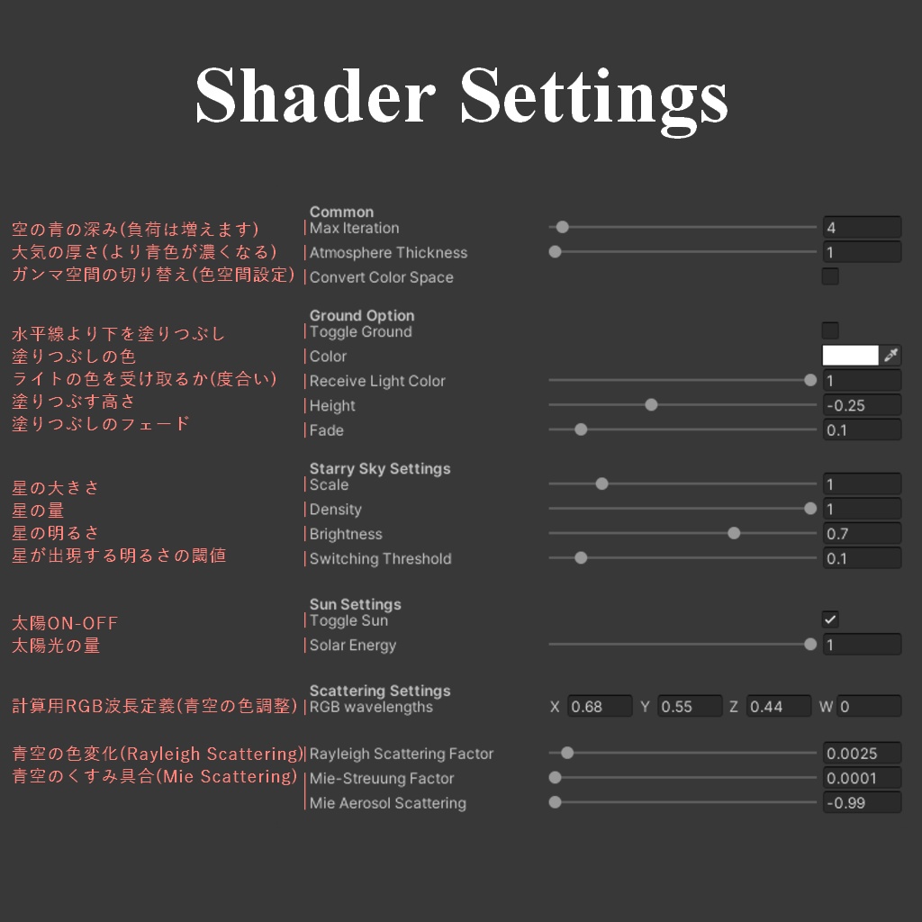 【無料】Clear and Starry Skies【昼夜切替Skybox Shader】