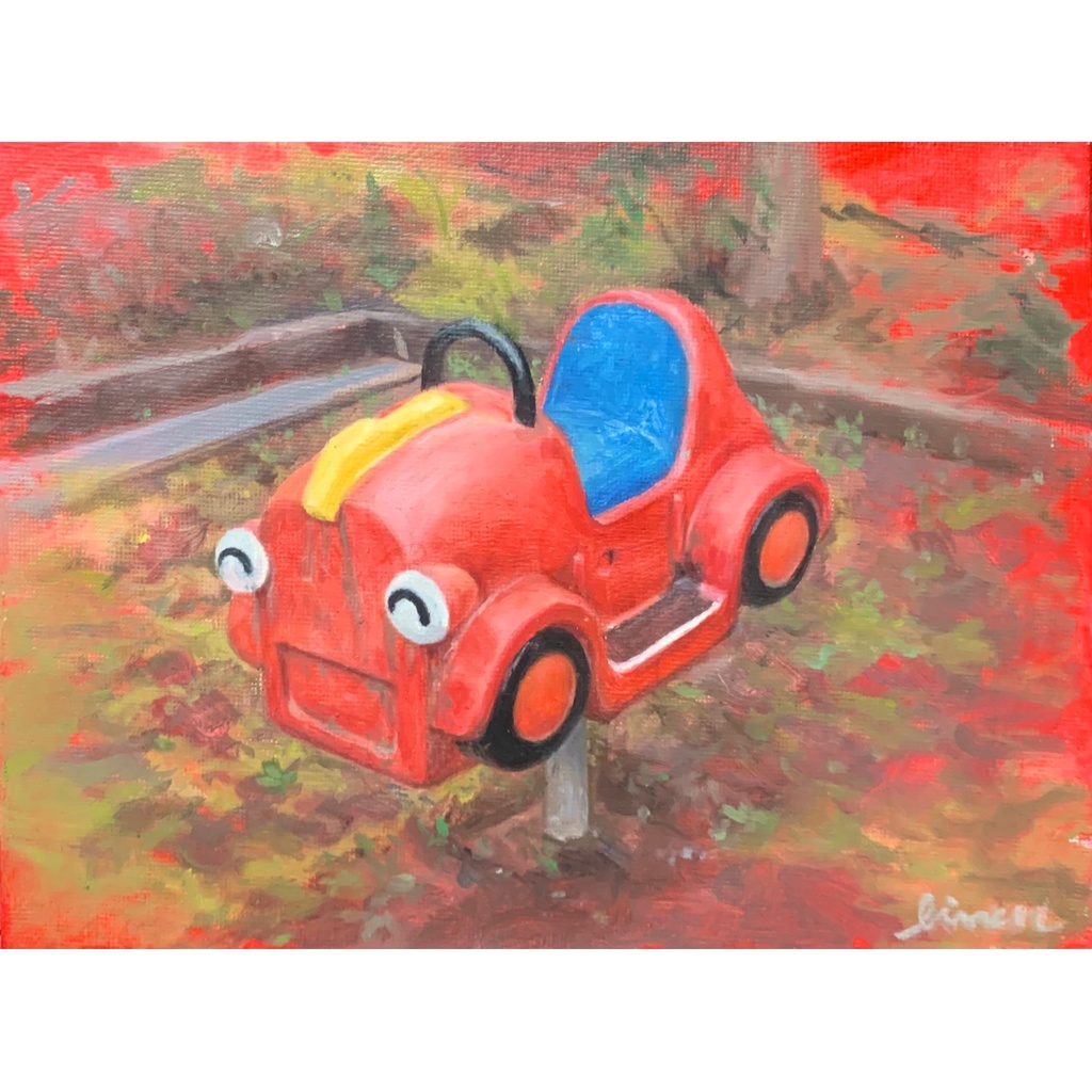 油絵　原画　公園2