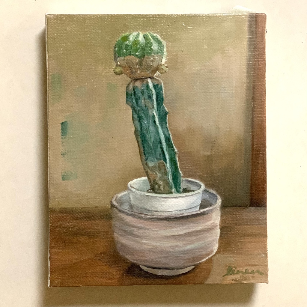 油絵 原画 サボテン Linen Shop Booth