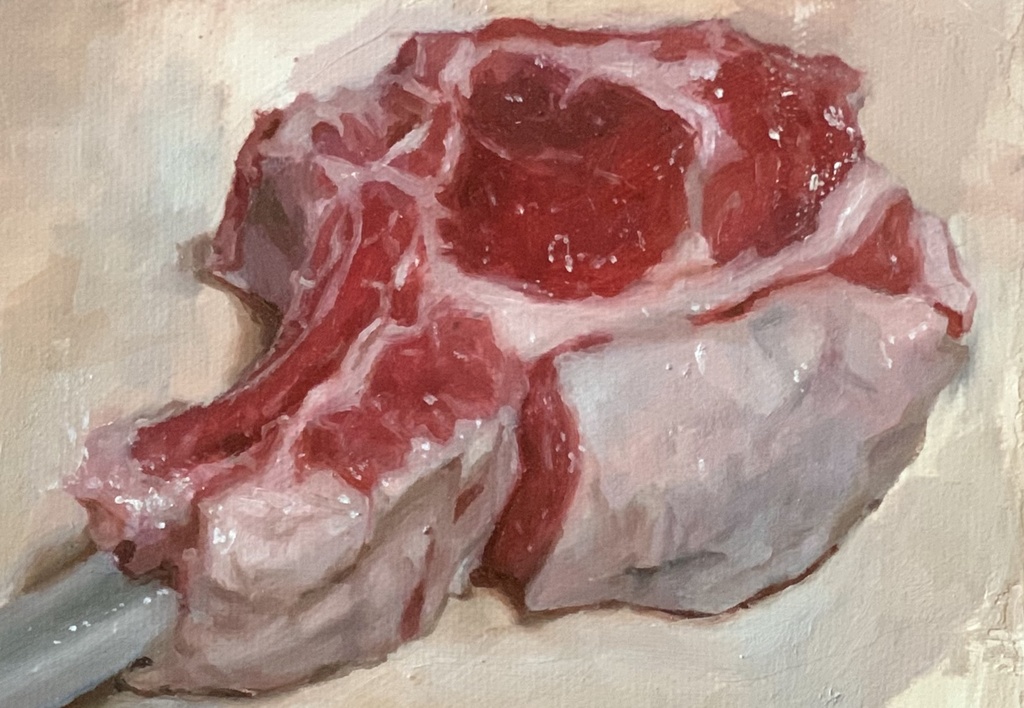 油絵 ラム肉🥩原画