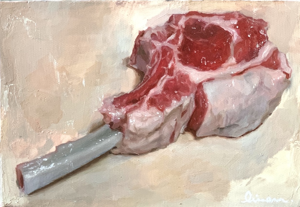 油絵 ラム肉🥩原画