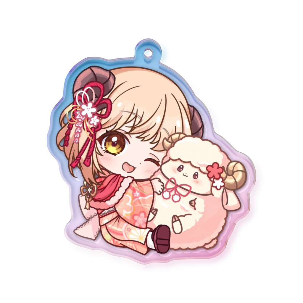 ひつじオーロラアクリルキーホルダー