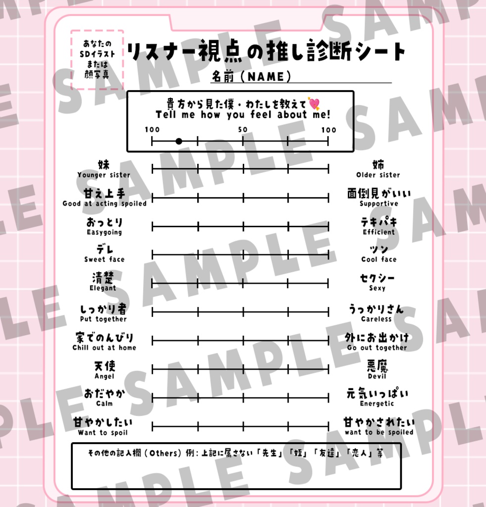リスナー視点の推し診断シート【女性向け】