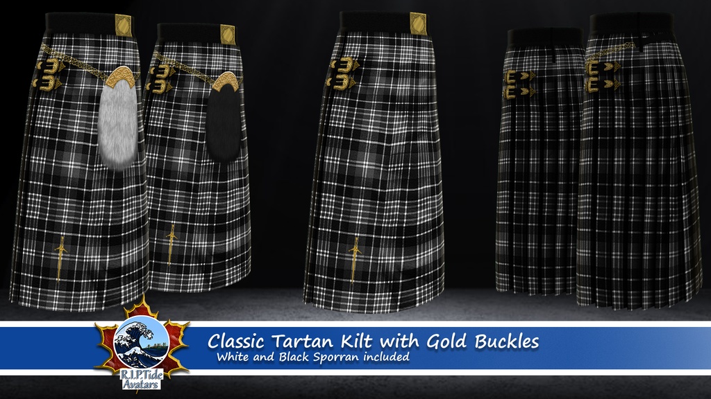 Vroid 'Classic Grey Tartan Kilt' .PNG