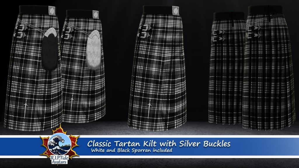 Vroid 'Classic Grey Tartan Kilt' .PNG