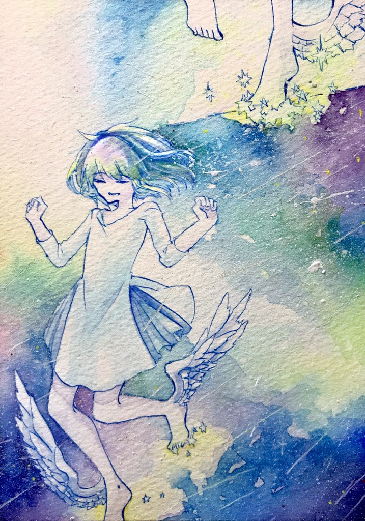【お花の妖精　スイートピー】イラスト　水彩画　原画