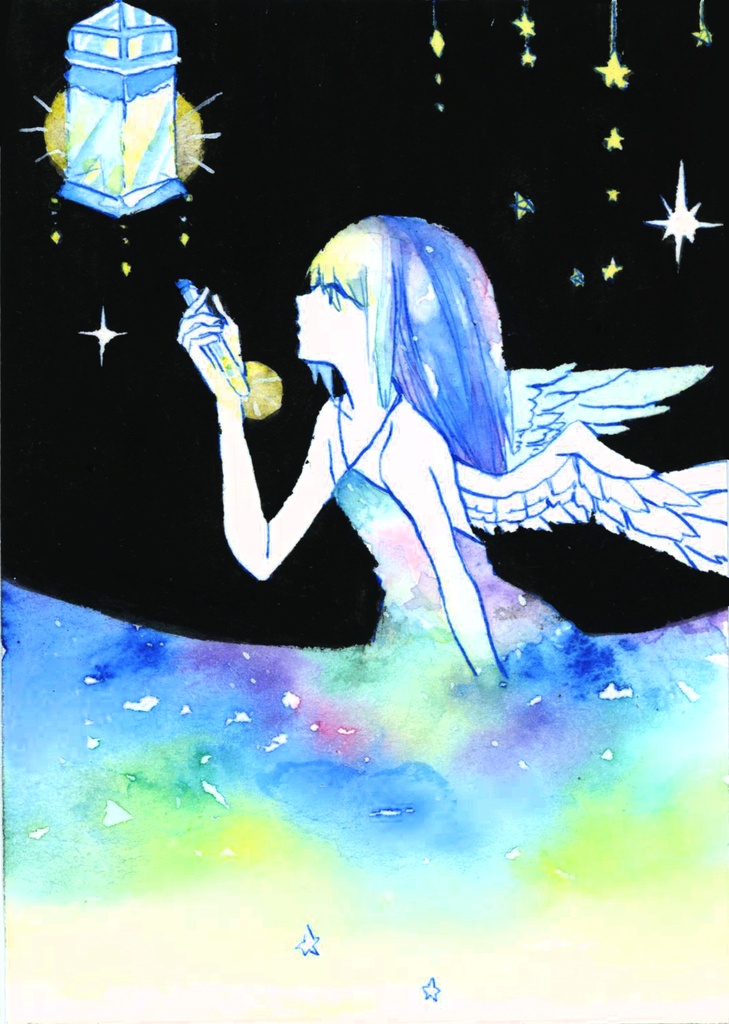 水彩原画イラスト   【星と屑】