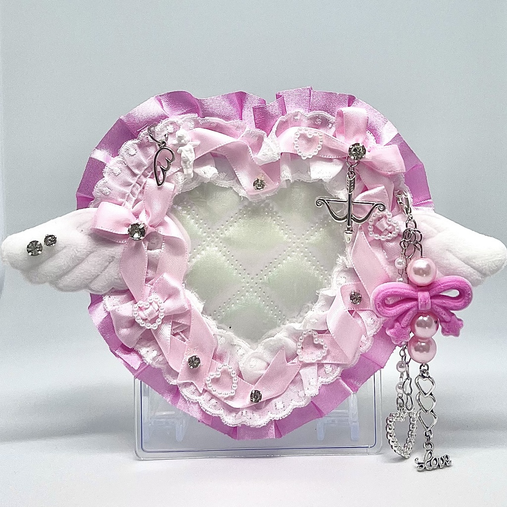 pink angel heart ribbon add acc