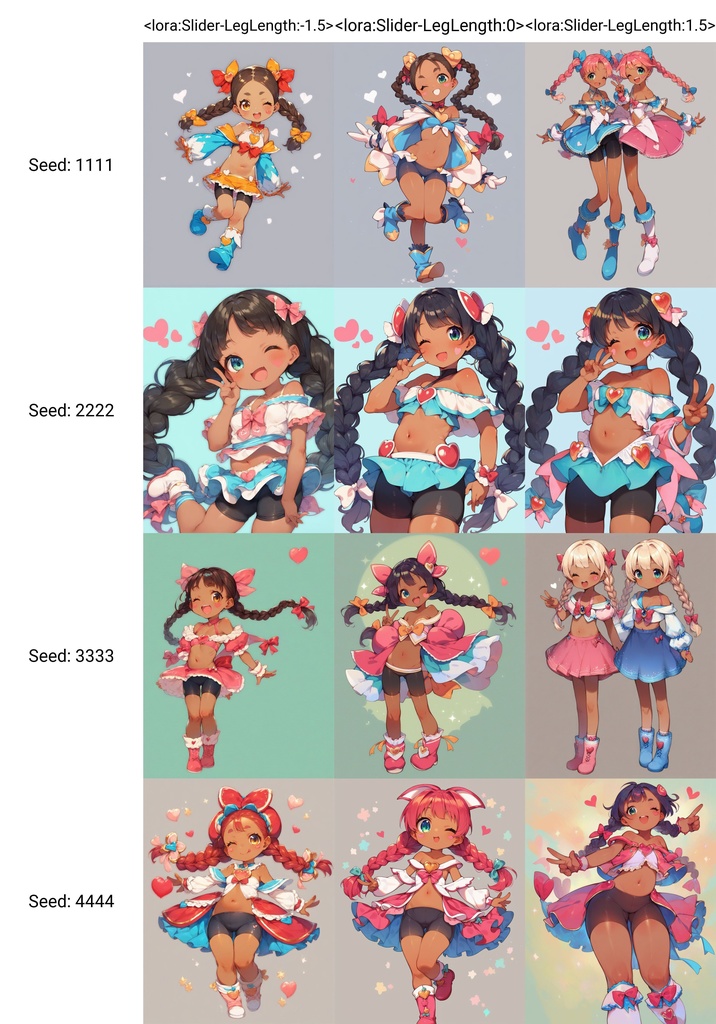 体型変更スライダーLORA 4種詰め合わせ SDXL / PONY