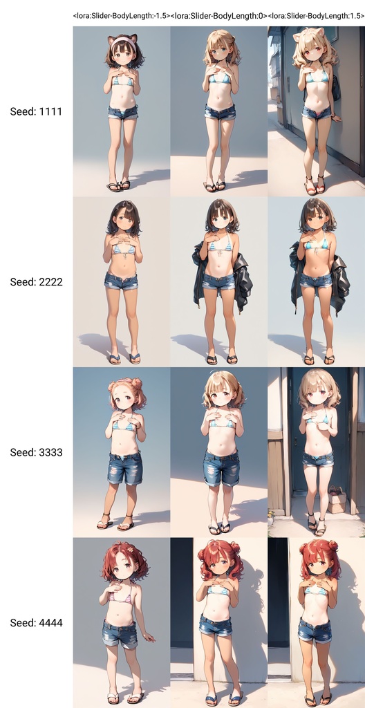 体型変更スライダーLORA 4種詰め合わせ SDXL / PONY