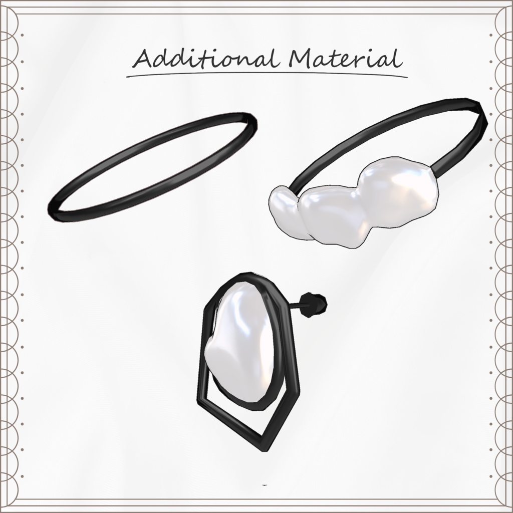 リングピアスセット Baroque Pearl Accessories【VRChat想定】