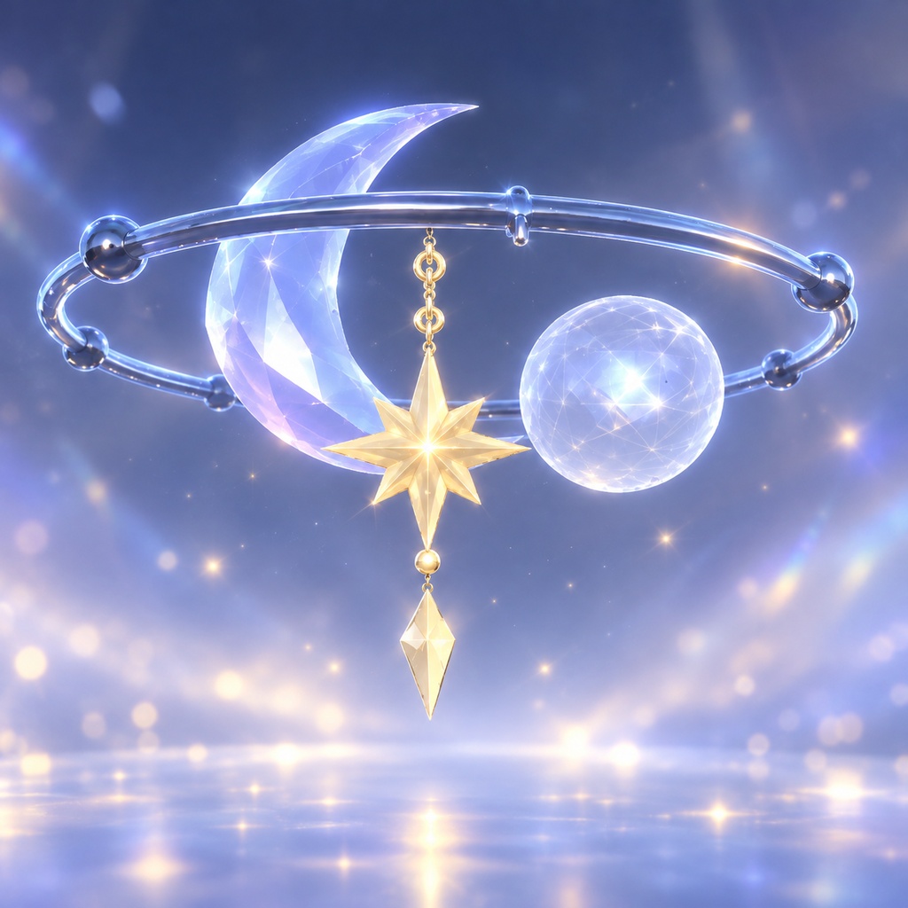 Lunar Mini Halo|VRChat向け 月と星の回転ヘッドアクセサリー【HALO】