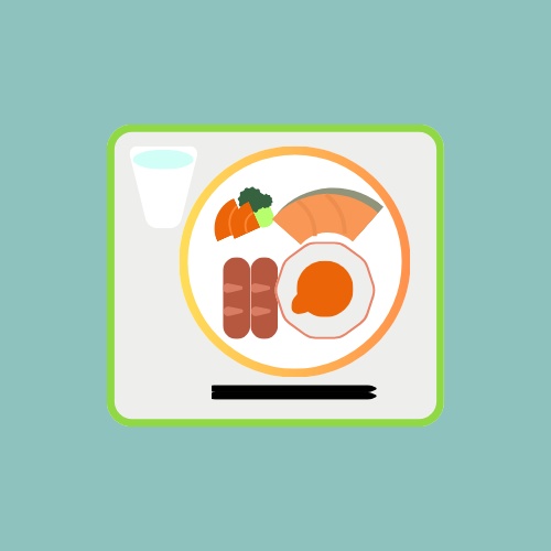 朝食とトレー付きのロゴイラスト