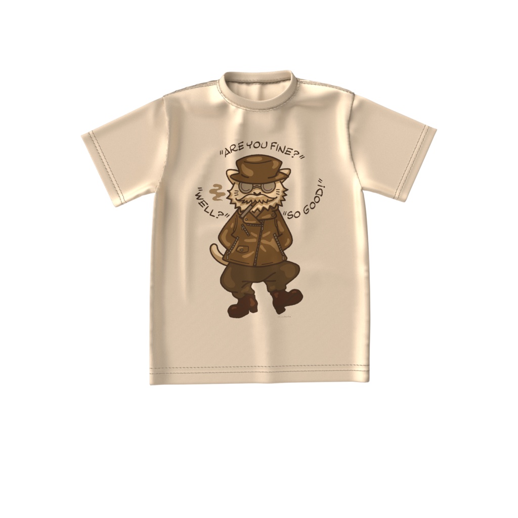 ［ビッグシルエットTシャツ］『ヤドネコちゃん』　地色サンドベージュ