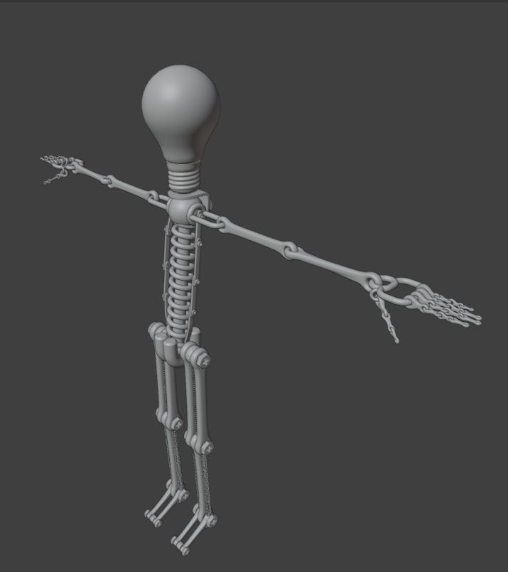 3Dモデル 電球頭(指関節あるバージョン)