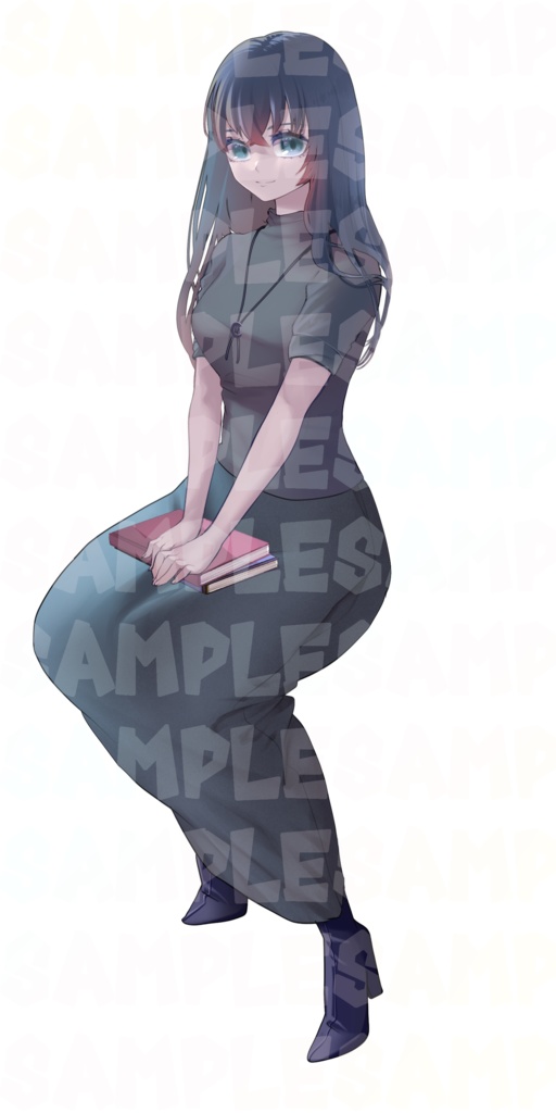 【立ち絵素材】座る女性A【表情6種】