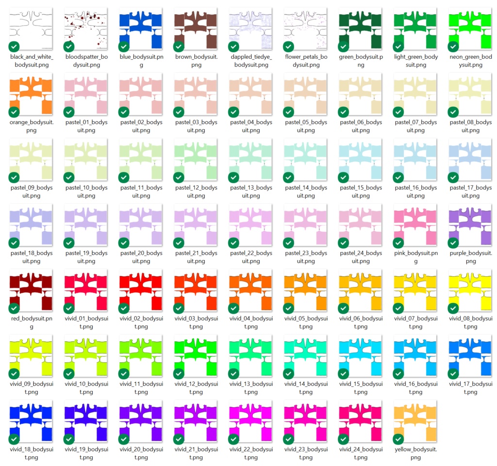 bodysuit with sleeves - 62 colors and patterns