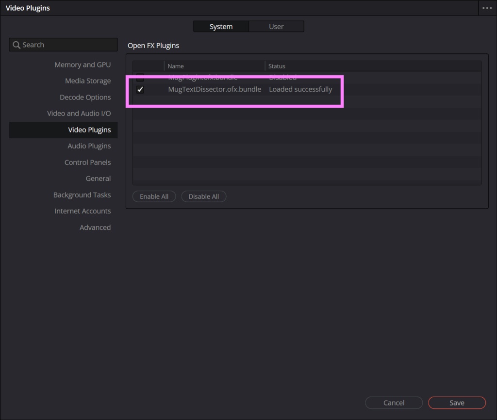 テキスト分解プラグイン for DaVinci Resolve