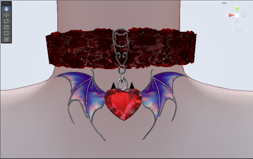【VRChat向け】コウモリハートチョーカー