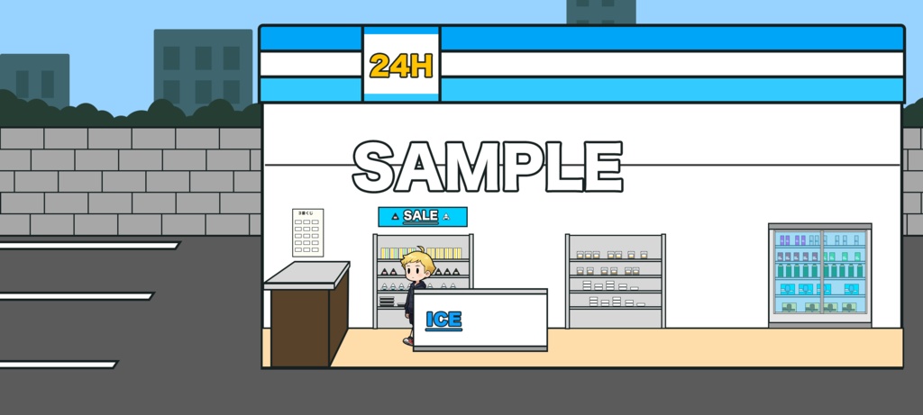 【商用利用可】レイアウト自由!カスタム可能なコンビニ背景素材キット《PSDフルレイヤー構成》